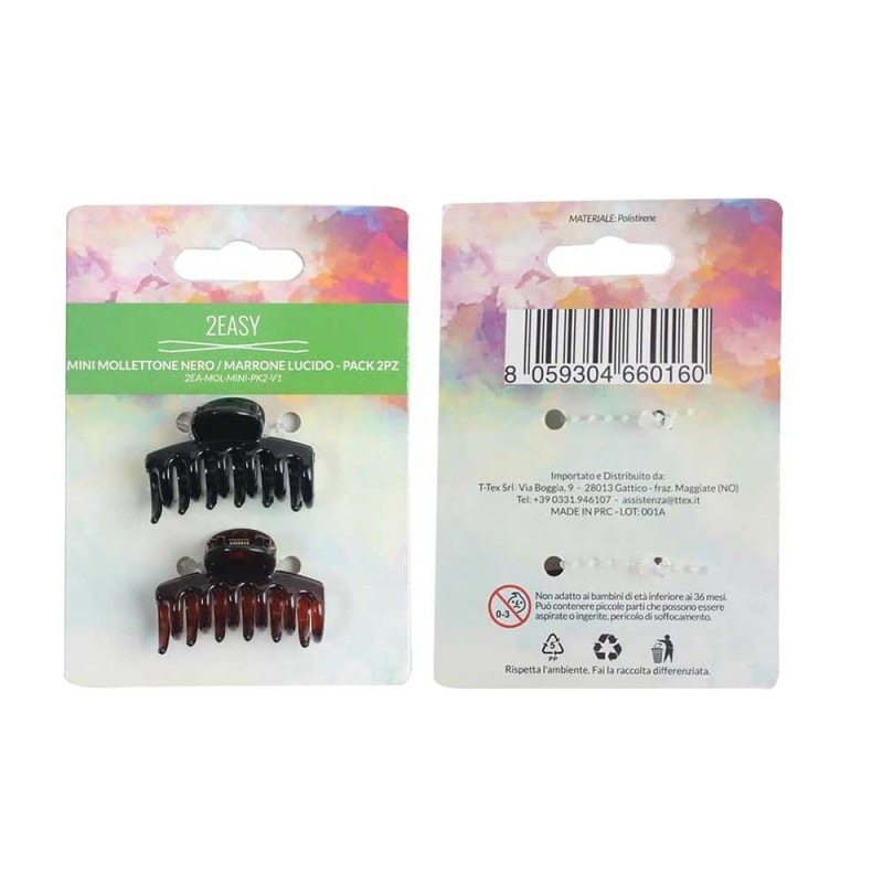 2Easy Mini Mollettone Nero/Marrone Lucido-Pack 2Pz