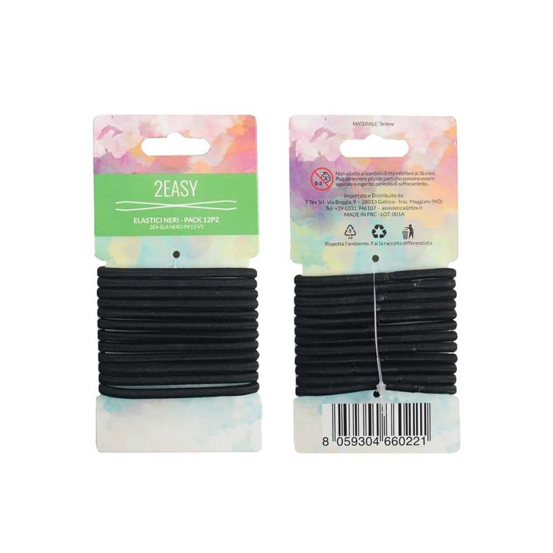 2Easy Elastici Neri - Pack 12Pz