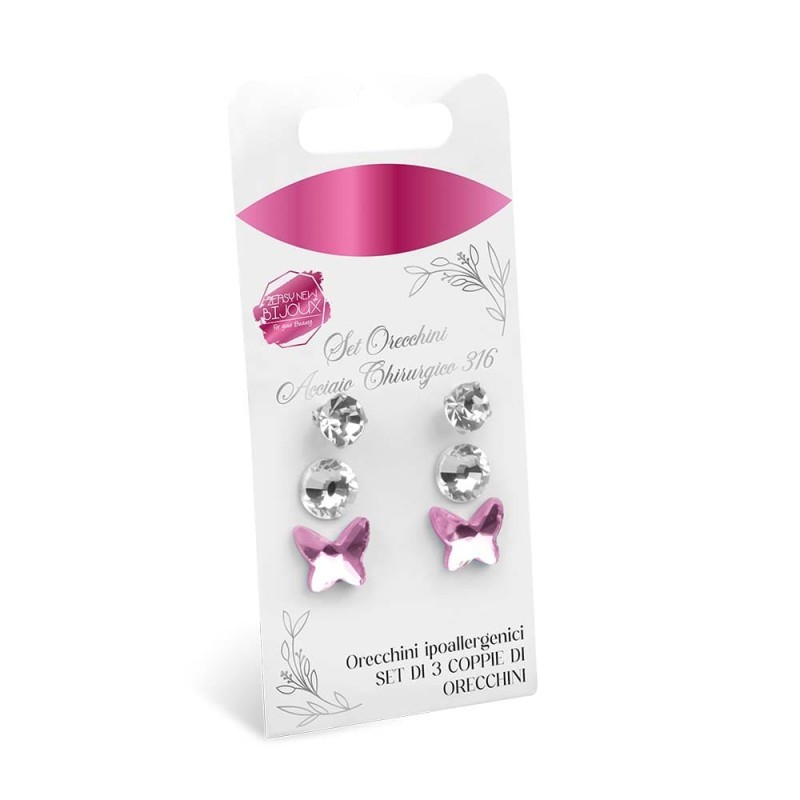 2Easy New Bijoux - Set Da 3 P.l. Farfalla Rosa